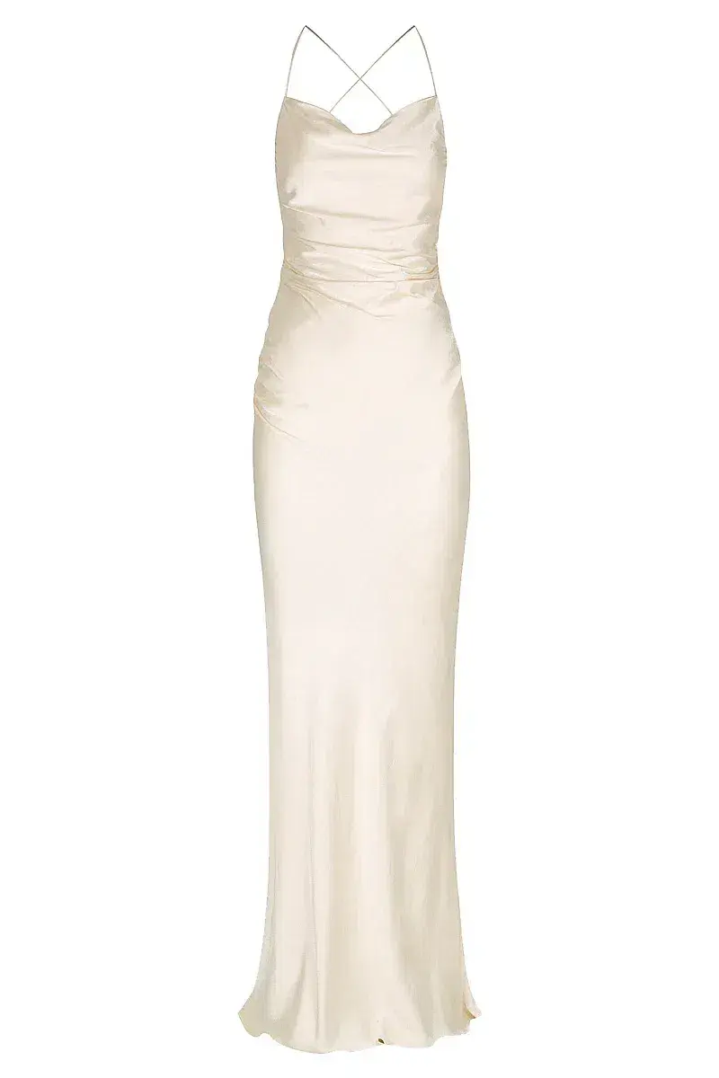 Shona Joy La Lune Lace Back Maxi Dress Cream Size 6 for rent on The Volte - main image