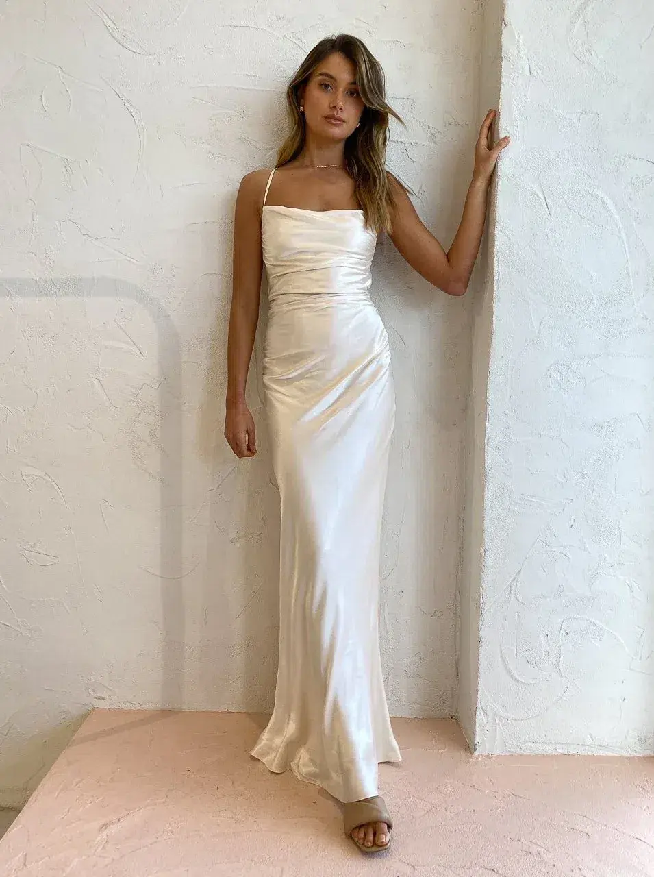 Shona Joy La Lune Lace Back Maxi Dress Cream Size 6 - Image 3