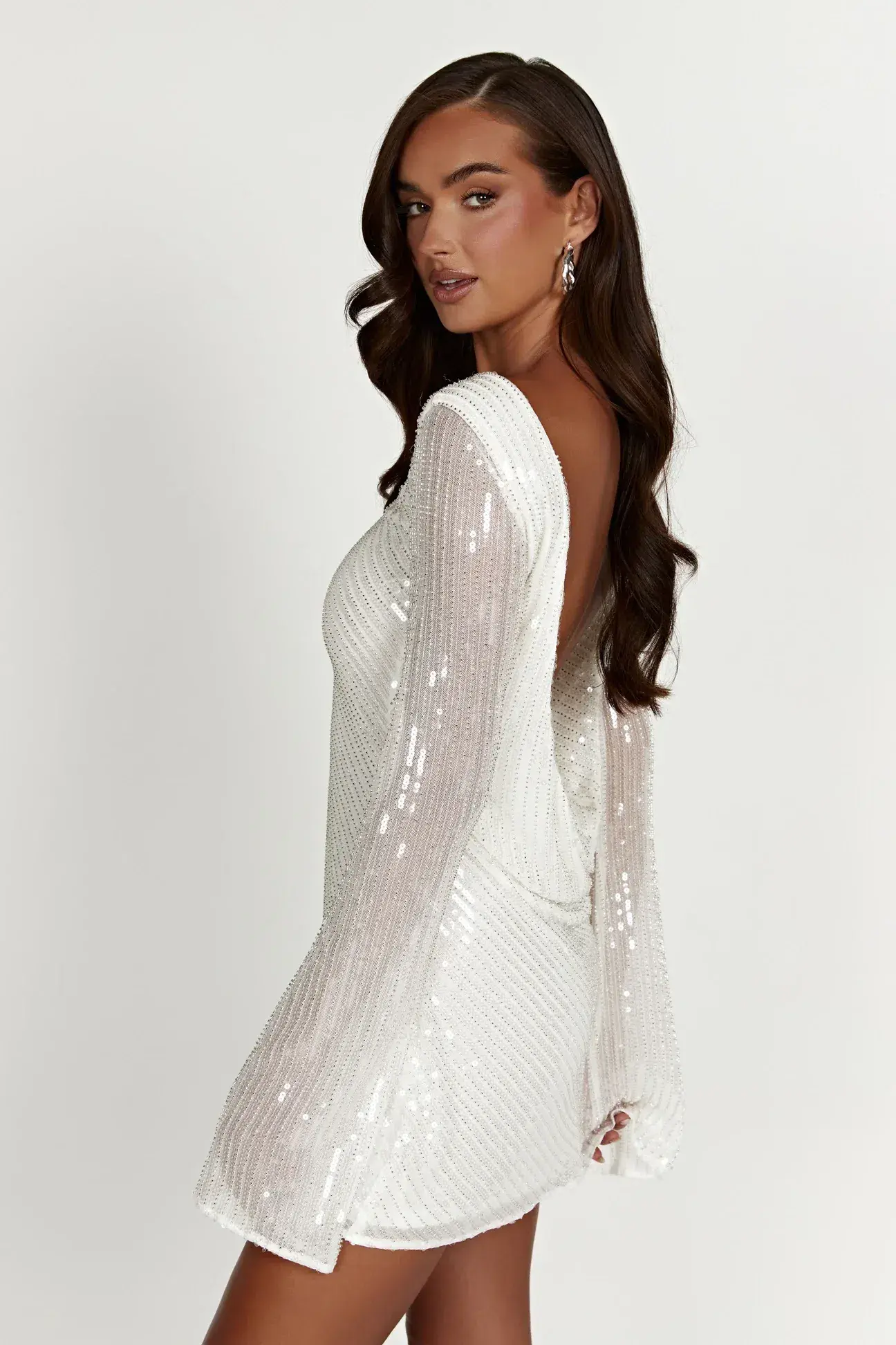 Meshki Nala White Sequin Mini Dress White Size 10  - Image 3