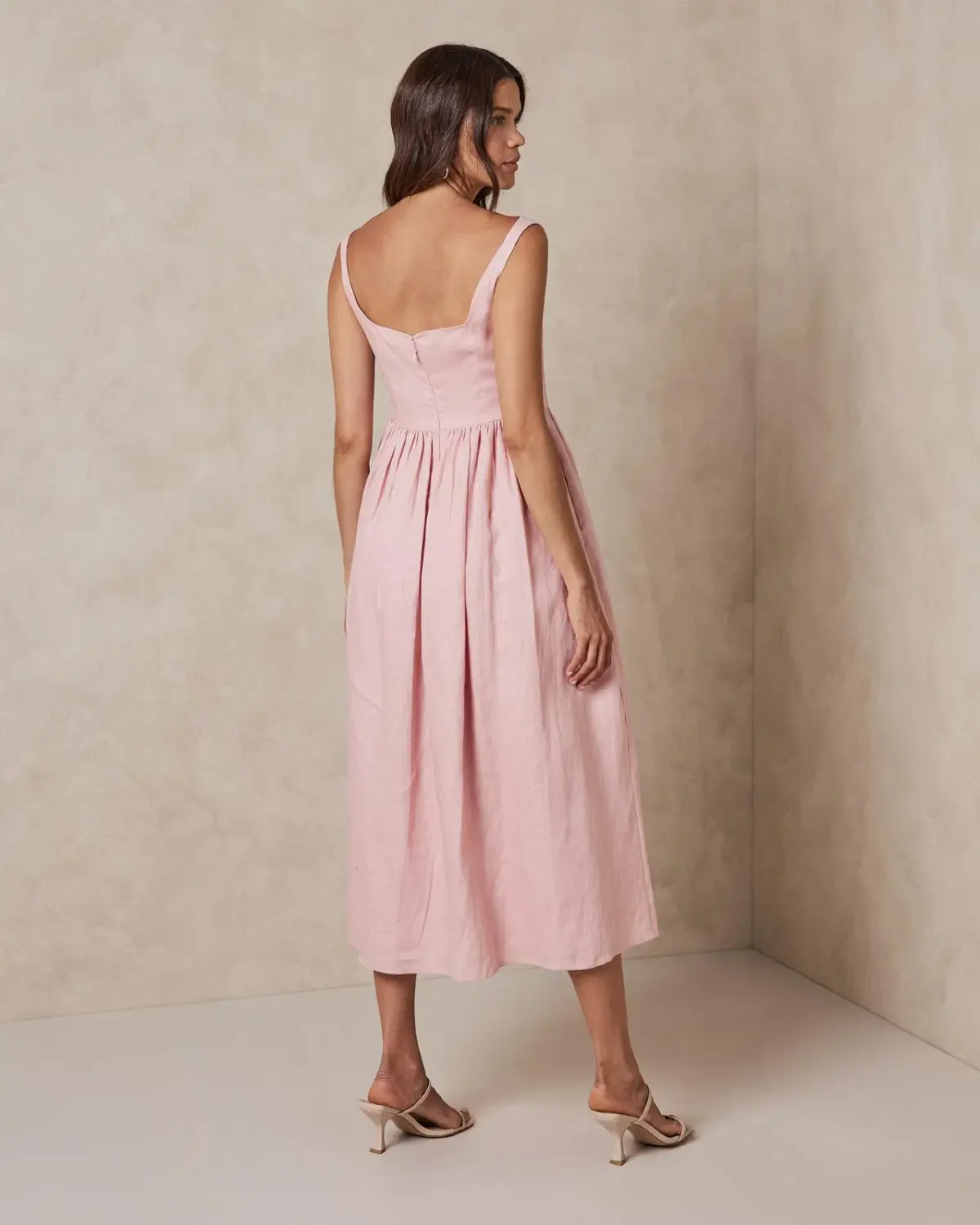 AERE Corset Midi Dress Pink Size 10 - Image 4