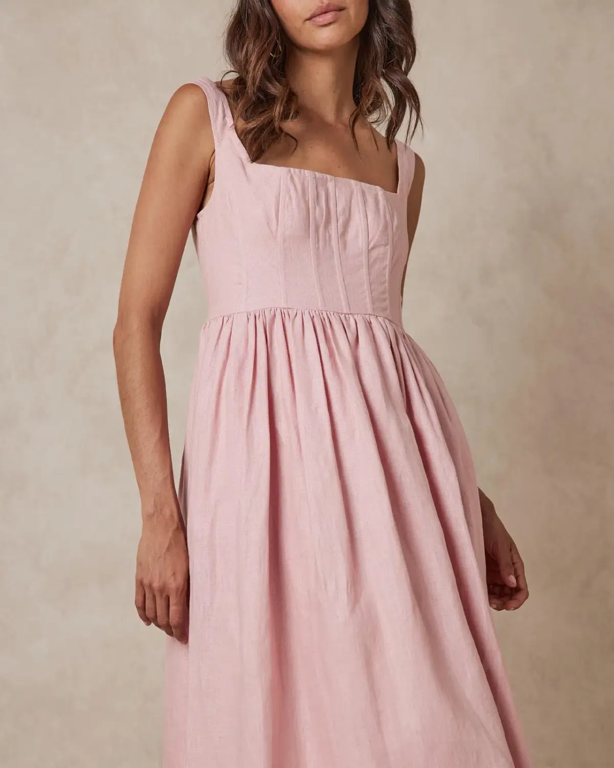 AERE Corset Midi Dress Pink Size 10 - Image 1