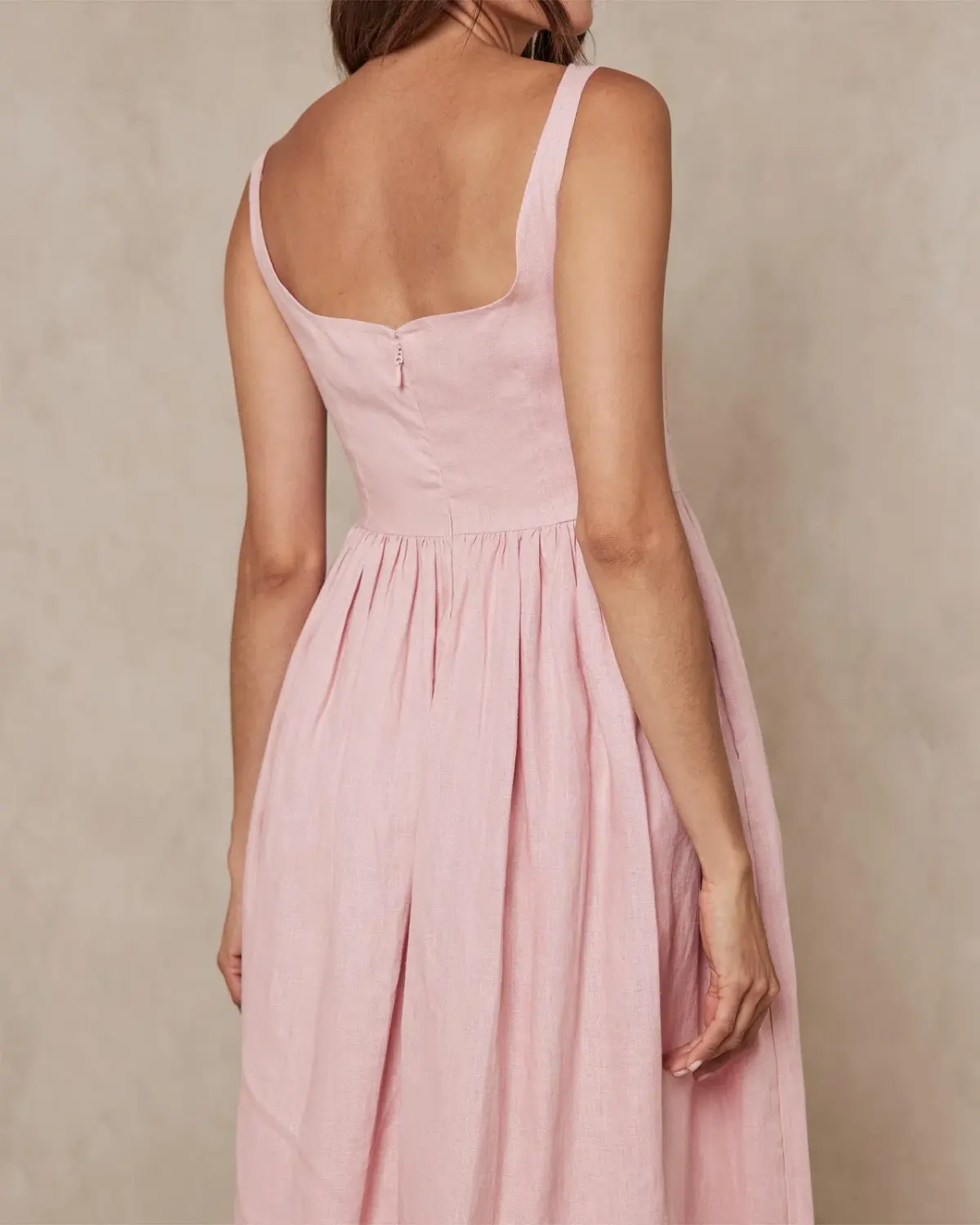 AERE Corset Midi Dress Pink Size 10 - Image 3