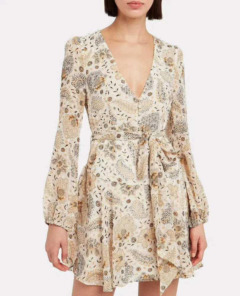Shona Joy Miller Floral Crepe Mini Dress Ivory/Floral Size 12 - Image 2