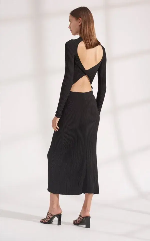 Dion Lee Stripe Rib Twist Reversible Midi Dress in Black Size 8  - Image 2