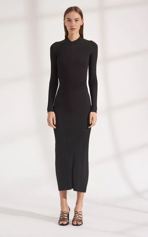 Dion Lee Stripe Rib Twist Reversible Midi Dress in Black Size 8  - Image 1