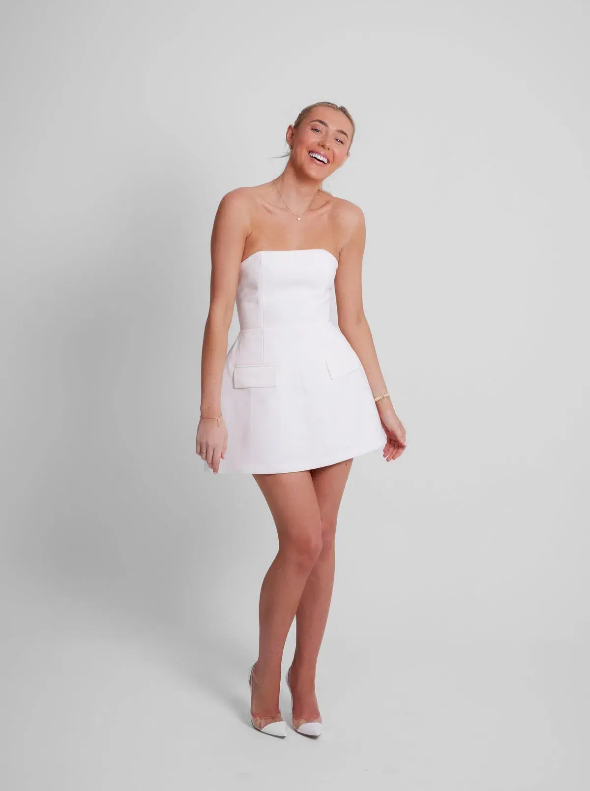 Odd Muse Strapless White Mini Dress White Size 12  - Image 1