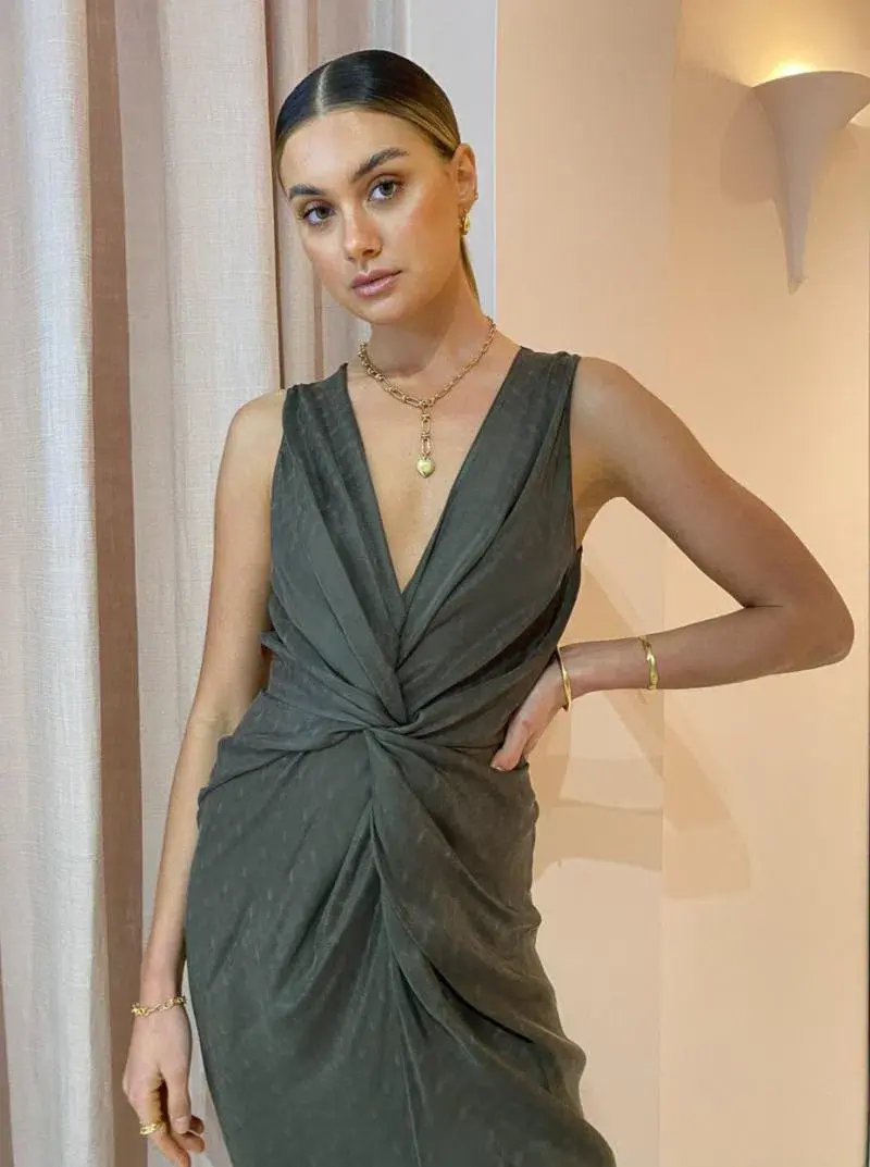One Fell Swoop Gaia Maxi Dress in Lotus Suede Size 12  - Image 3