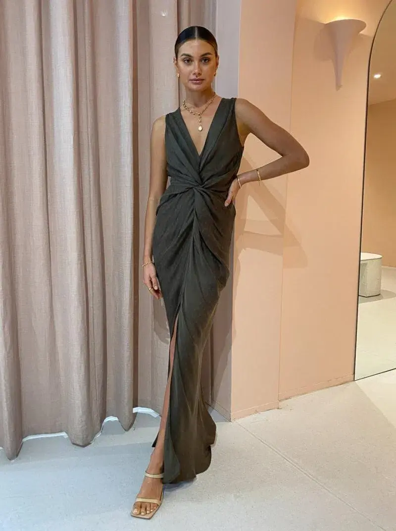 One Fell Swoop Gaia Maxi Dress in Lotus Suede Size 12  - Image 4
