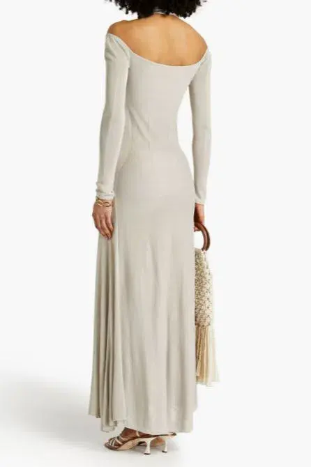 Jacquemus Lagoa Cold-Shoulder Knitted Halterneck Dress Grey Size 8 - Image 3