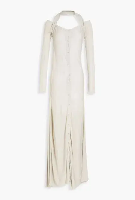 Jacquemus Lagoa Cold-Shoulder Knitted Halterneck Dress Grey Size 8 - Image 4
