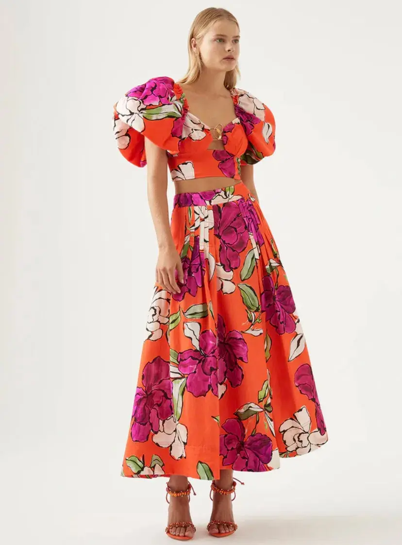 Aje Marcel Top & Lewis Skirt Floral Size 12/10 - Image 1