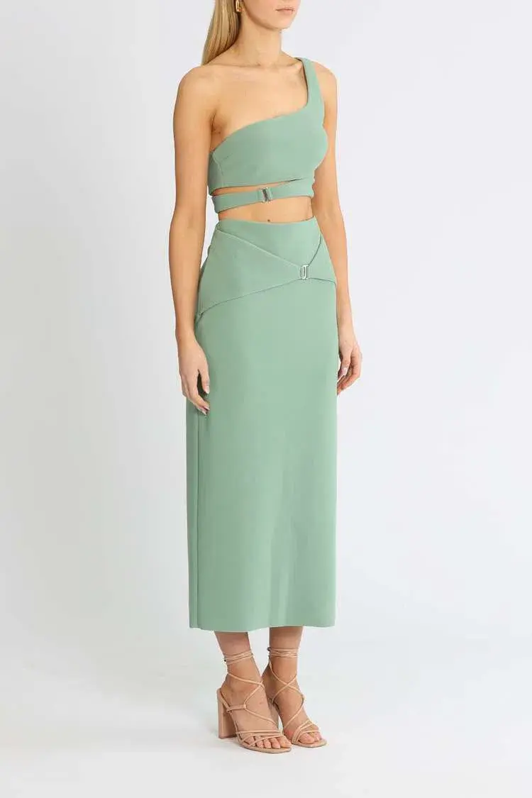 Bec and Bridge Ivy Crop and Skirt Set Green Size 10 - Image 3