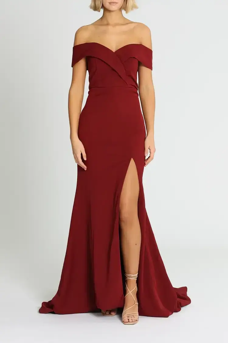 Samantha Rose Gia Off Shoulder Gown in Wine Size 10 - Image 2