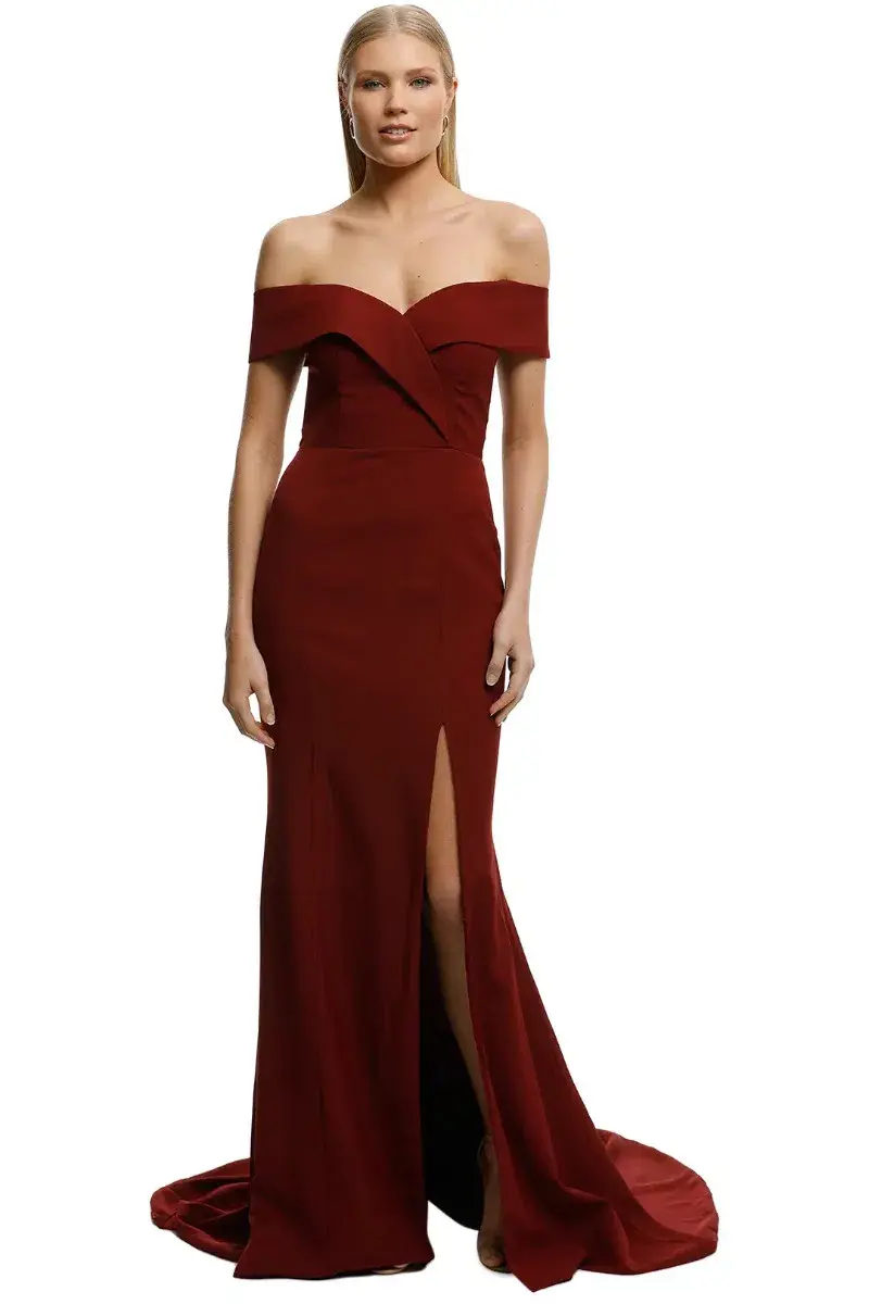 Samantha Rose Gia Off Shoulder Gown in Wine Size 20 - Image 1