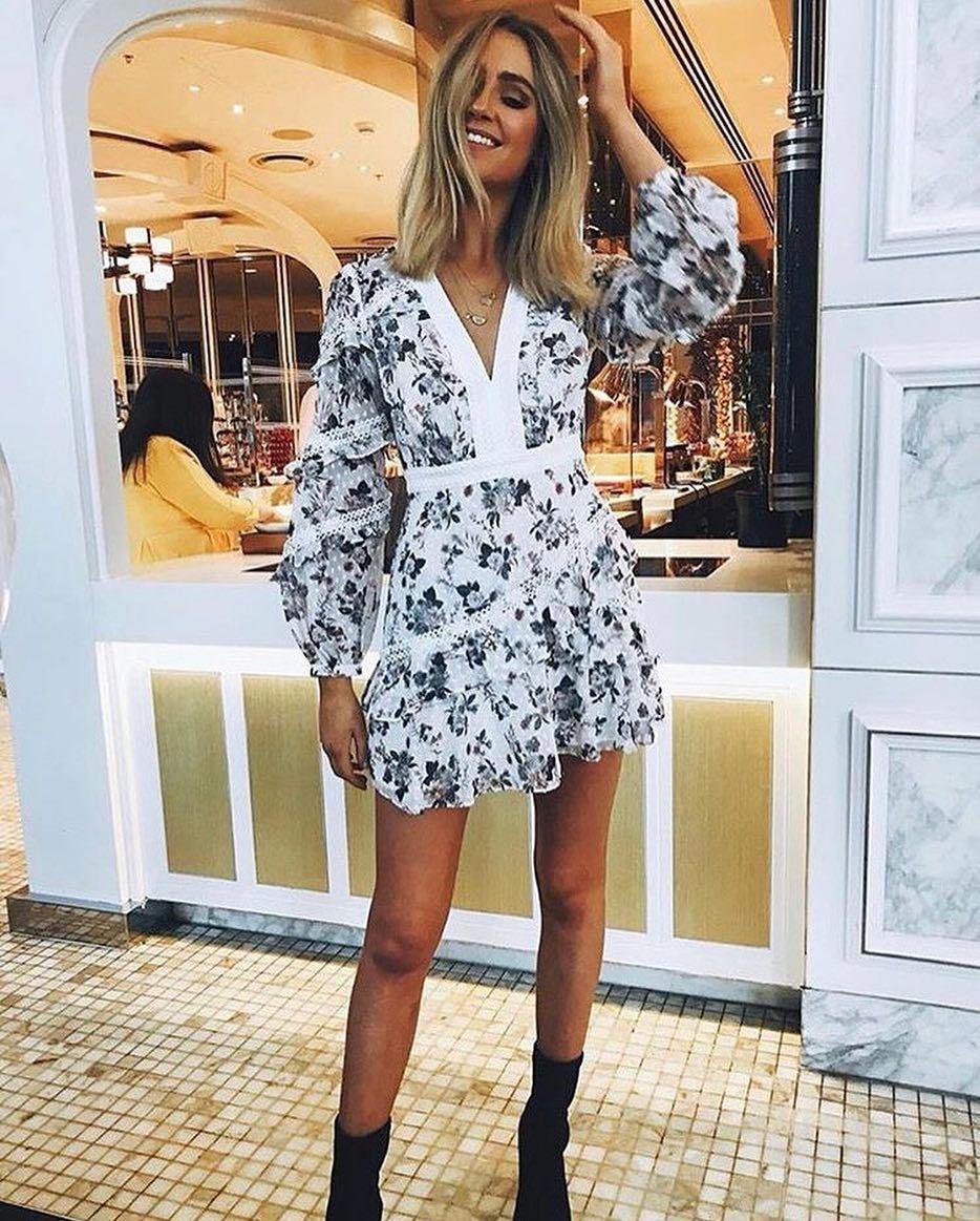 Talulah Reminisce Long Sleeve Mini Dress Print Size 8 - Image 4
