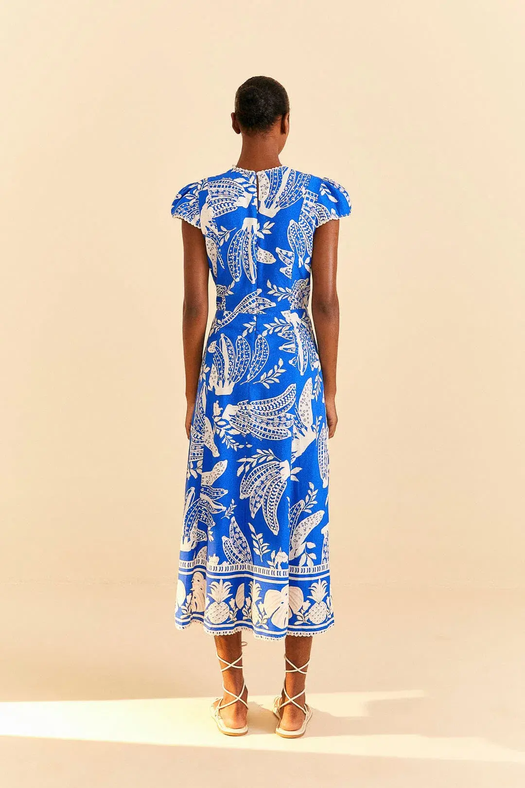Farm Rio Blue Lace Banana Midi Dress Print Size 12 - Image 2
