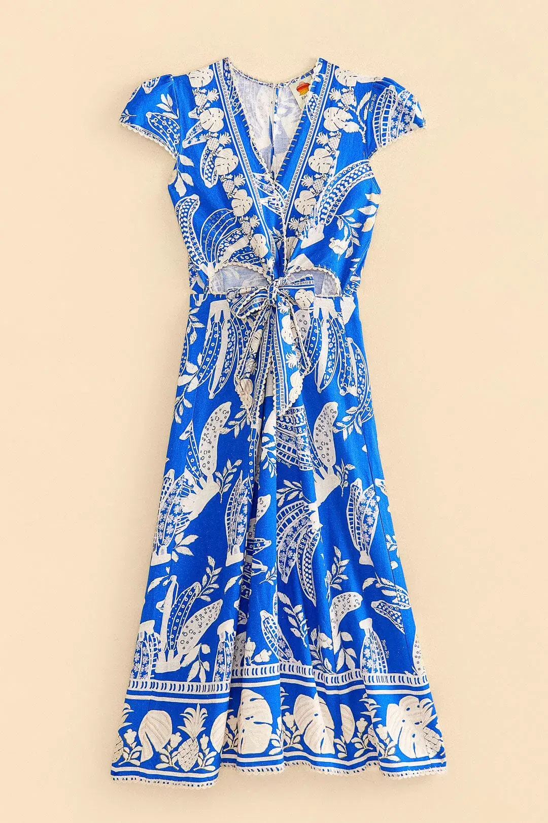 Farm Rio Blue Lace Banana Midi Dress Print Size 12 - Image 3