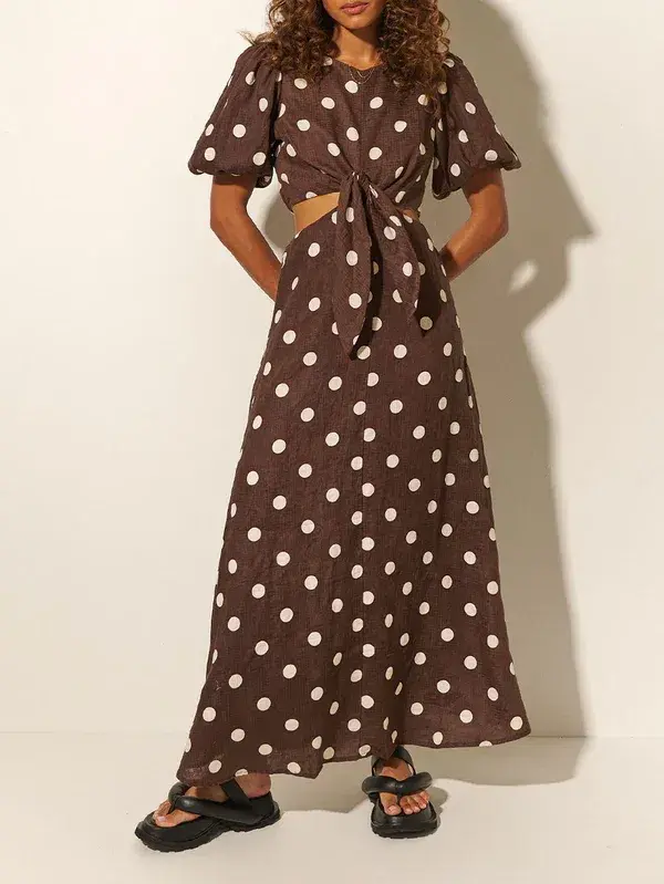 Kivari Harper Maxi Dress Brown Print Size 6 - Image 2