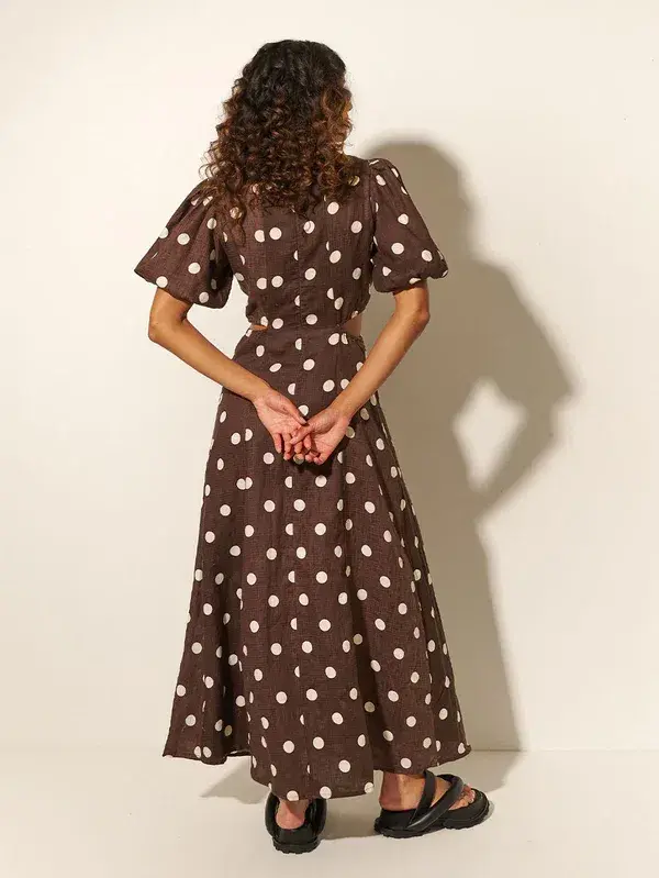 Kivari Harper Maxi Dress Brown Print Size 6 - Image 3