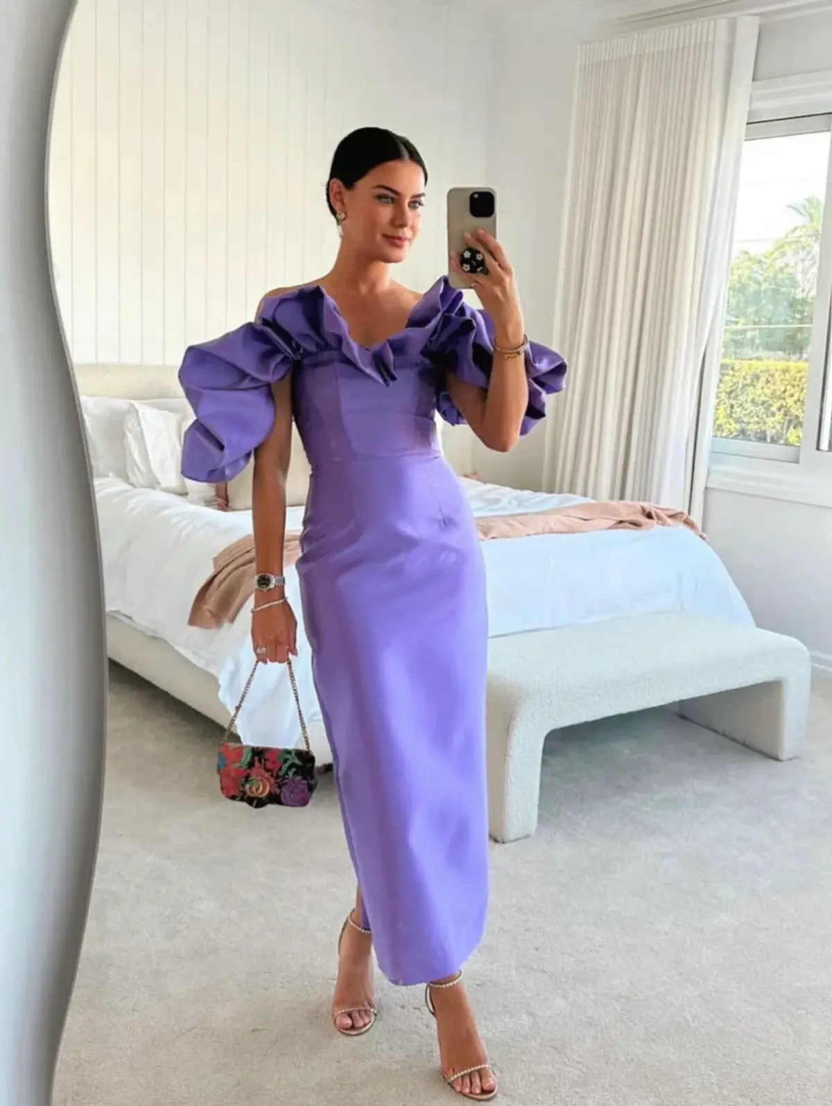 Alemais Suzi Off Shoulder Midi Dress Violet Size 10 - Image 3