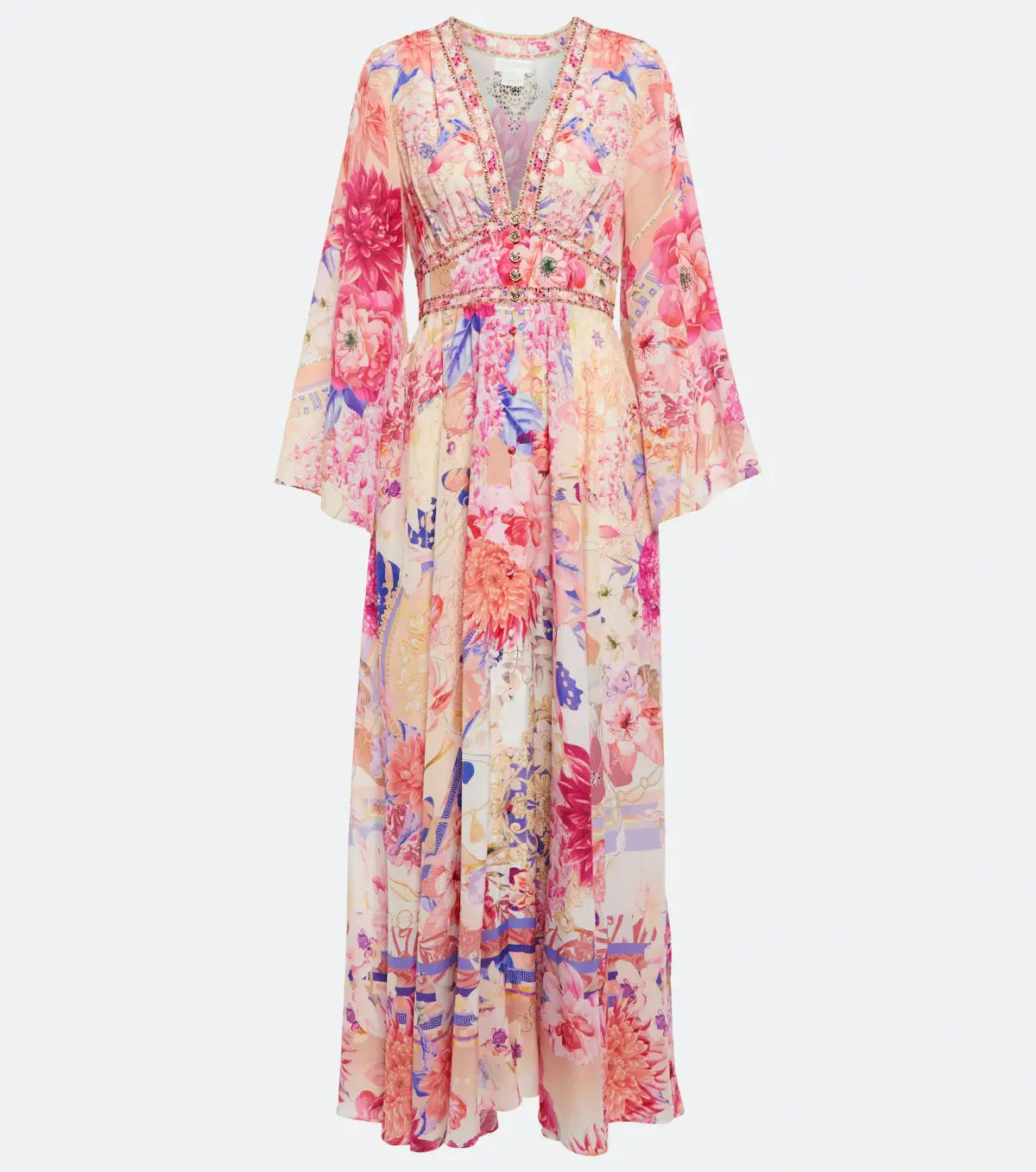 Camilla Kimono Sleeve Dress With Shirring Detail Floral Size 14 - Image 3
