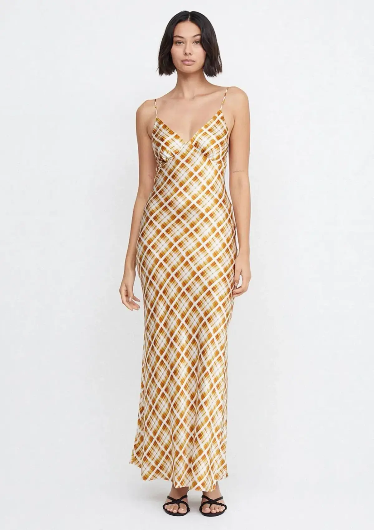 Bec & Bridge Amber V Neck Maxi Dress In Sunflower Check Print Size S / AU 8 - Image 1