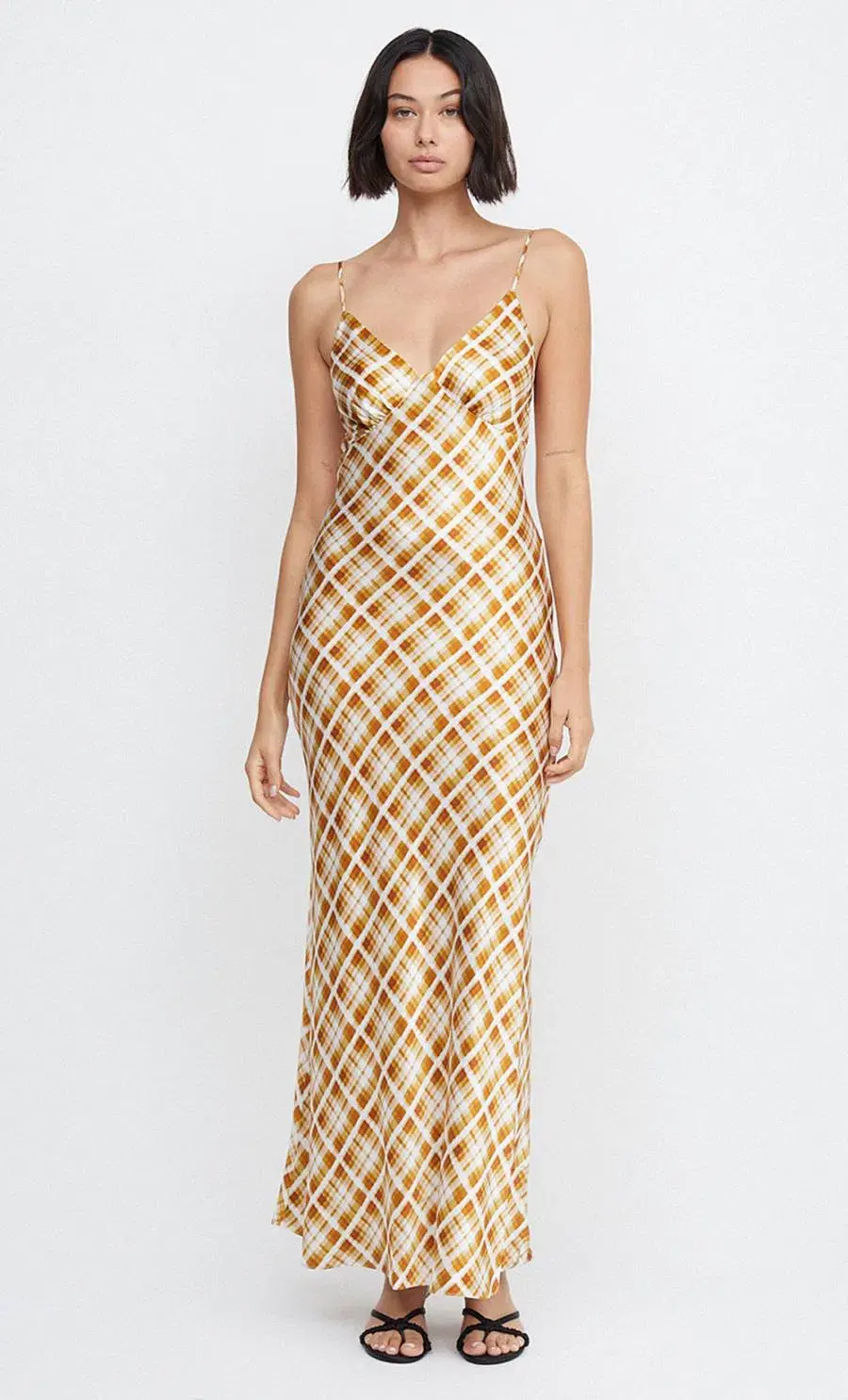 Bec & Bridge Amber V Neck Maxi Dress In Sunflower Check Print Size S / AU 8 - Image 3