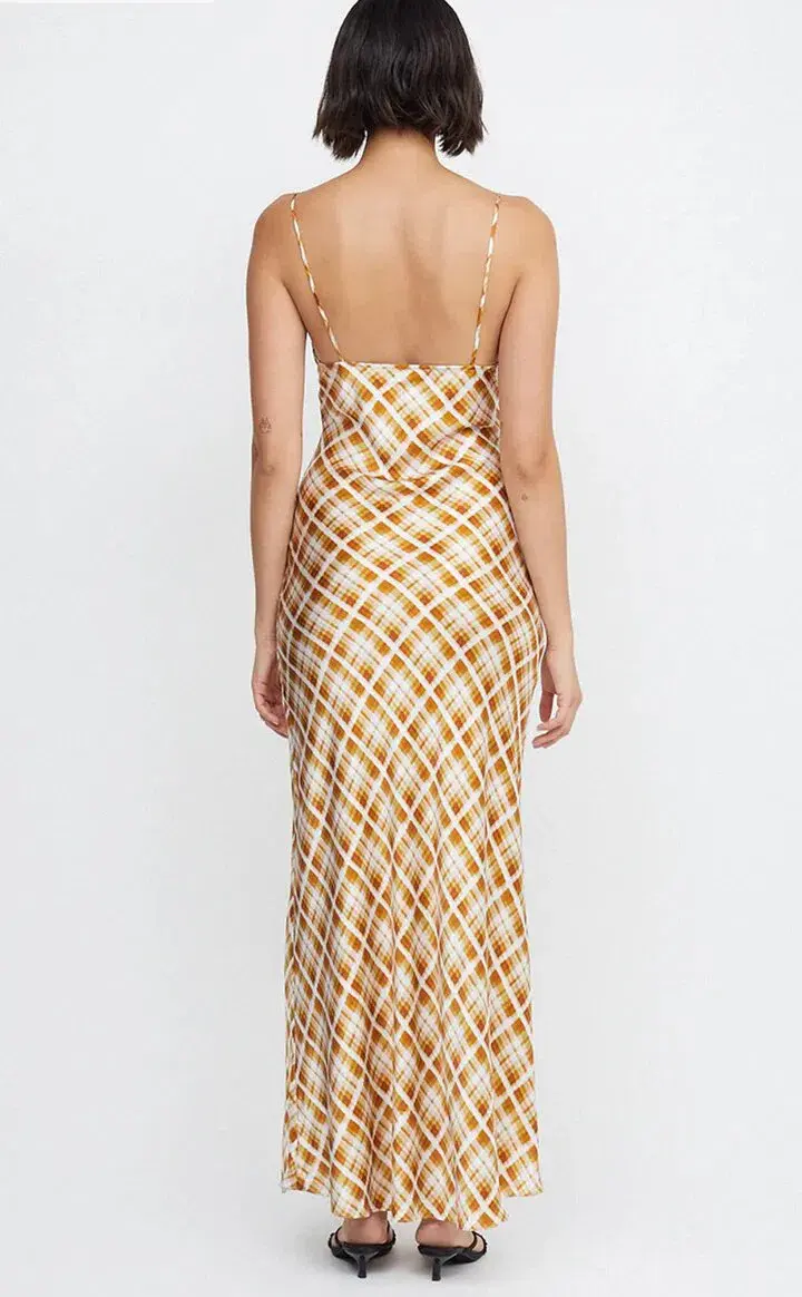 Bec & Bridge Amber V Neck Maxi Dress In Sunflower Check Print Size S / AU 8 - Image 2
