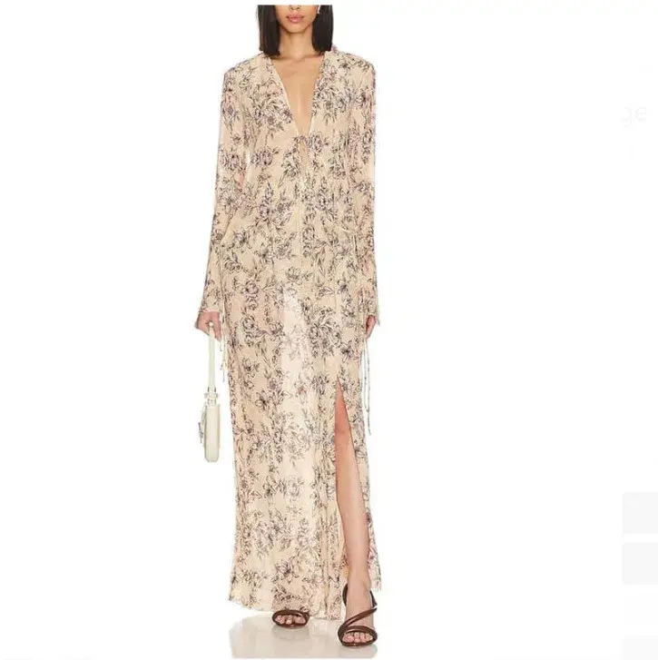 Bec & Bridge Floria Long Sleeve Sunflower Maxi Tie Up Dress in Florence Floral Size AU 8 - Image 4