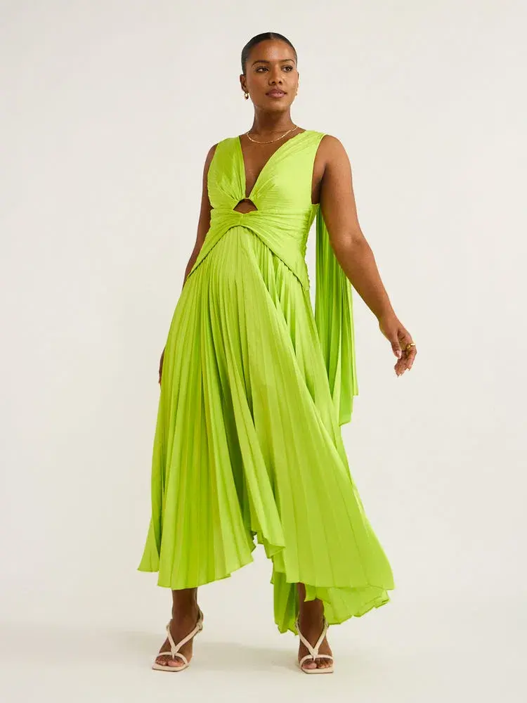 Acler Columbus Midi Dress Citron Size 12 - Image 1