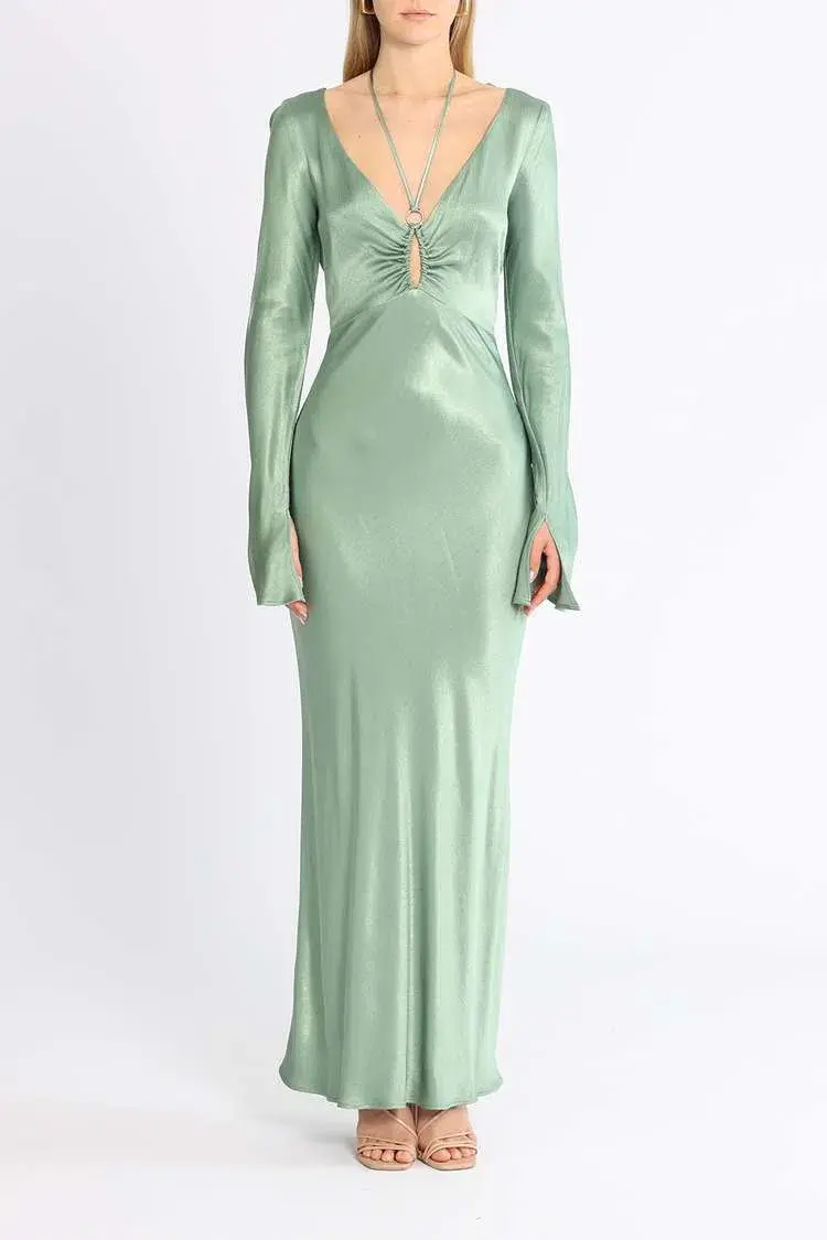 Bec and Bridge Malyka Long Sleeve Maxi Dress Green Size 12 - Image 1