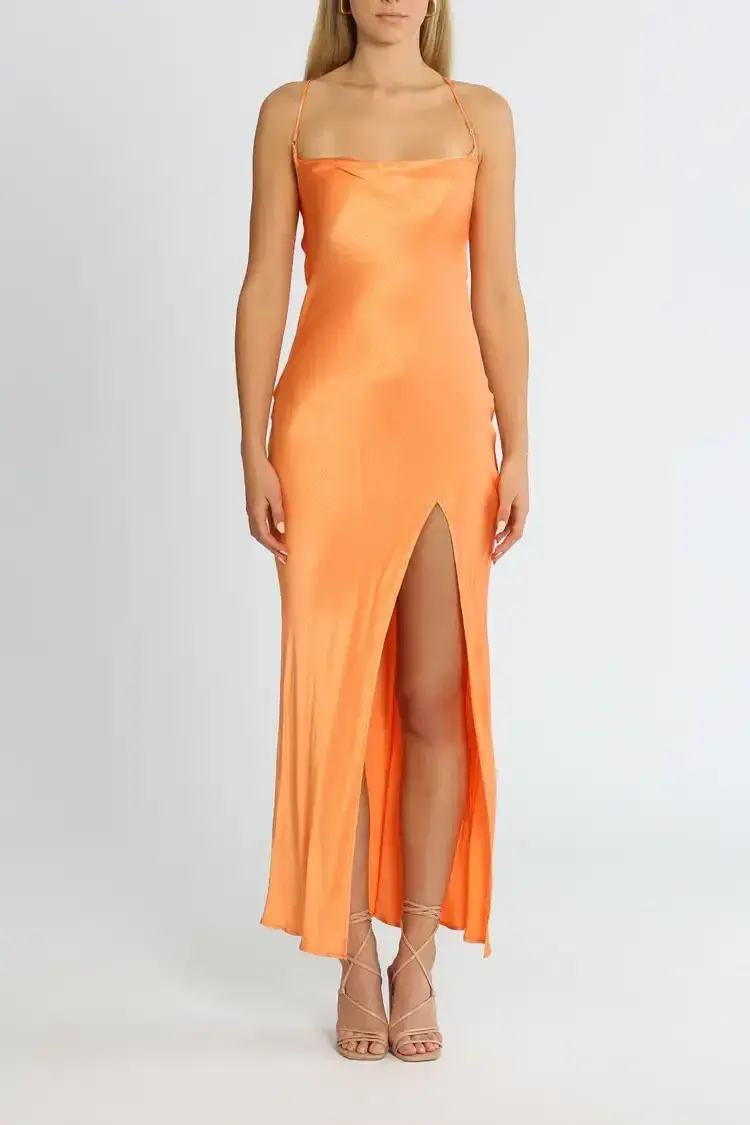 Bec and Bridge Annika Cowl Maxi Dress Sorbet Orange Size 8 - Image 1