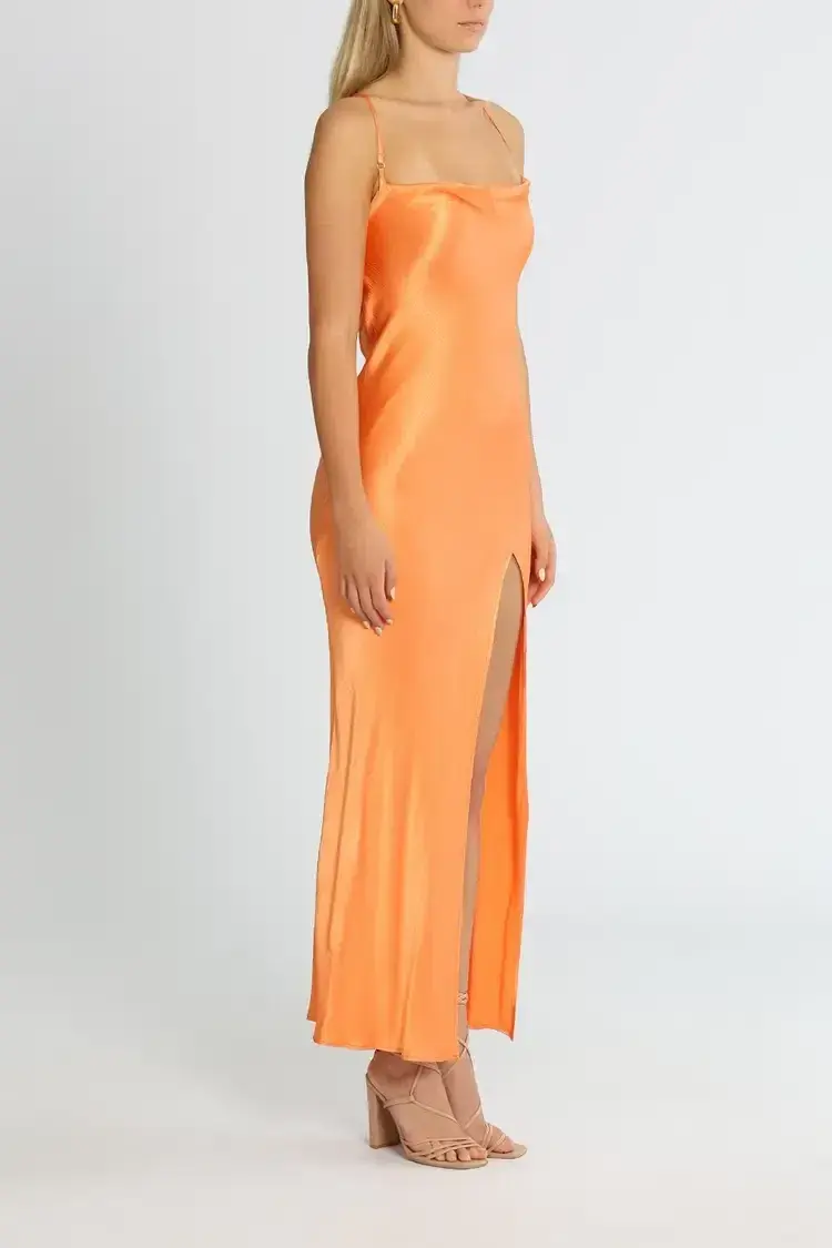 Bec and Bridge Annika Cowl Maxi Dress Sorbet Orange Size 8 - Image 2