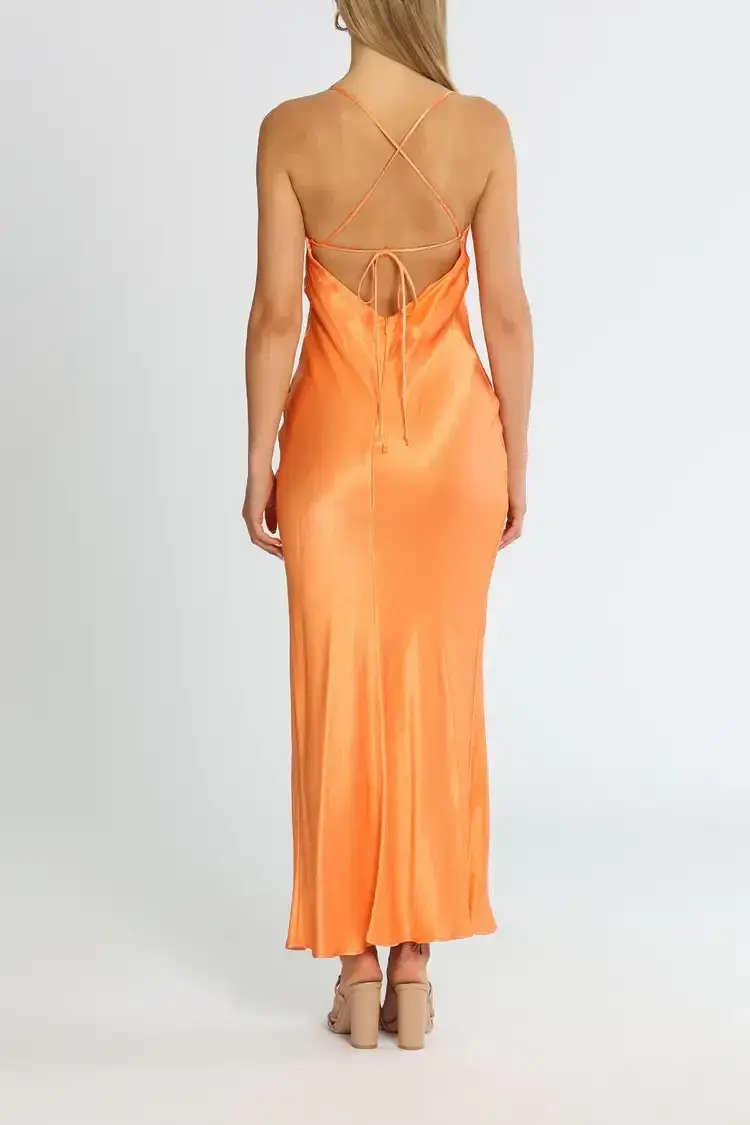 Bec and Bridge Annika Cowl Maxi Dress Sorbet Orange Size 8 - Image 3