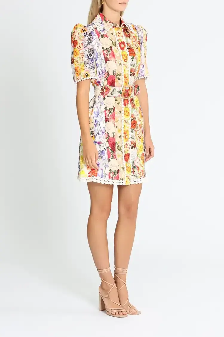 Zimmermann Wonderland Shirt Dress Multi Size 10 AU - Image 2