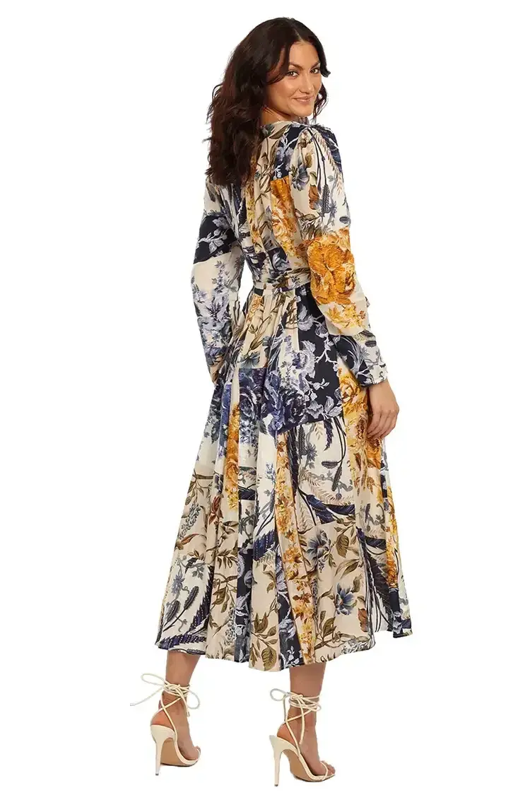 Zimmermann Aliane Patchwork Midi Dress Multi Size 16 AU - Image 3