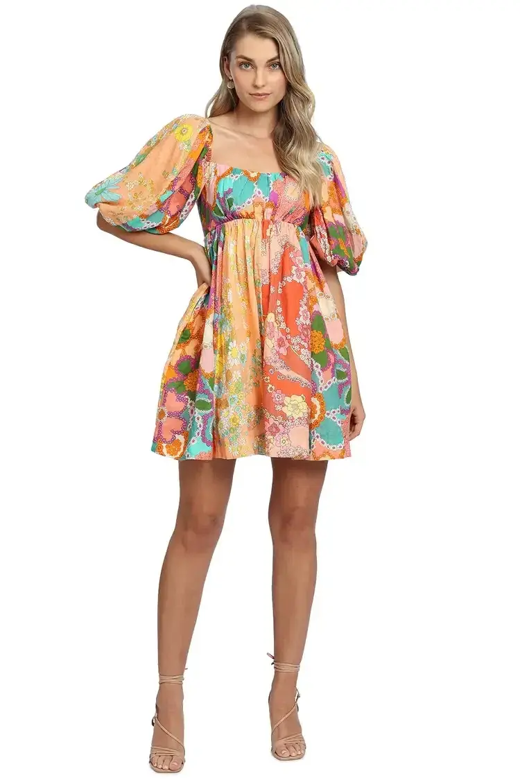 Zimmermann Lola Panelled Mini Dress Multi Size 10 AU - Image 1