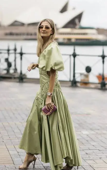 AJE Siren Drawstring Midi Dress Green Size 6 - Image 4