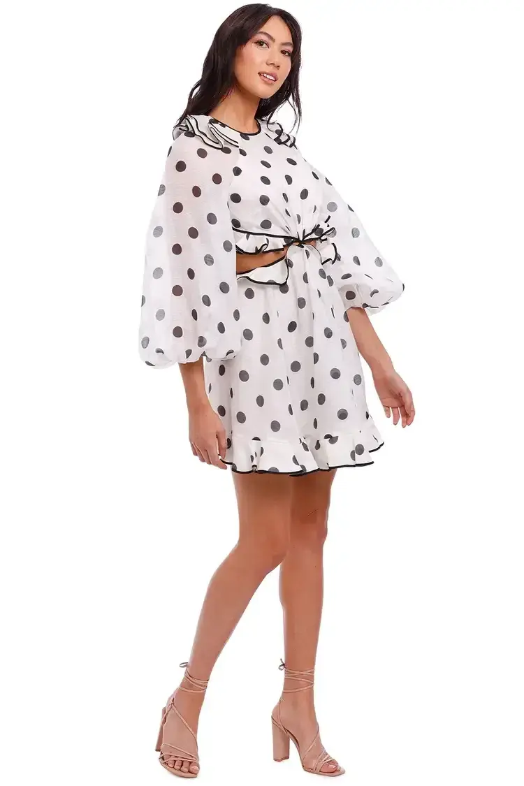 Zimmermann The Lovestruck Frilled Mini in Black and White Size 10 AU - Image 2