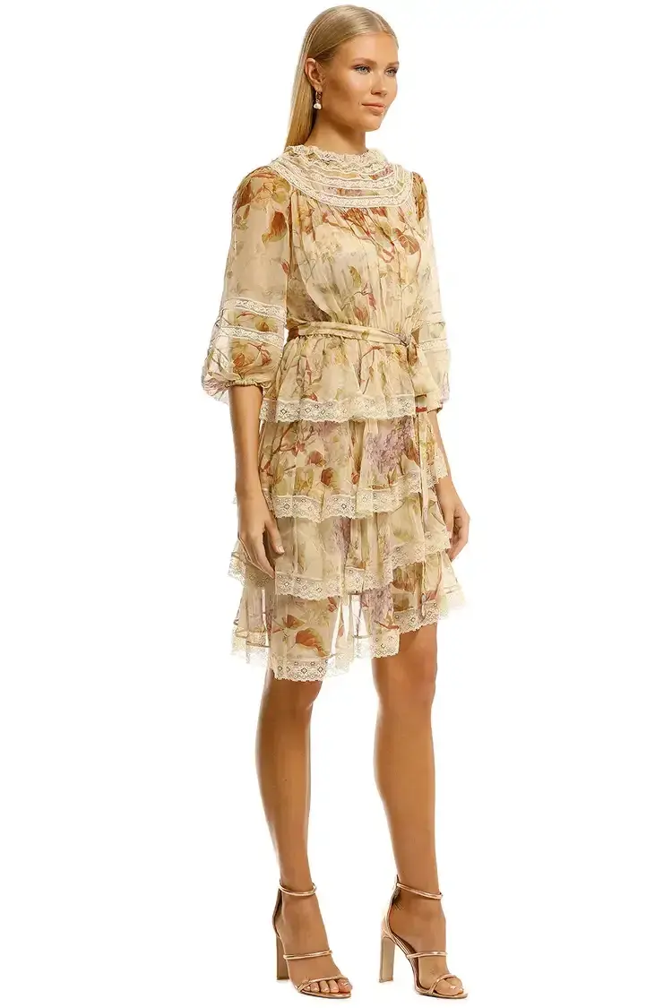 Zimmermann Sabotage Tiered Lace Mini Dress in Cream Wisteria Size 10 AU - Image 2