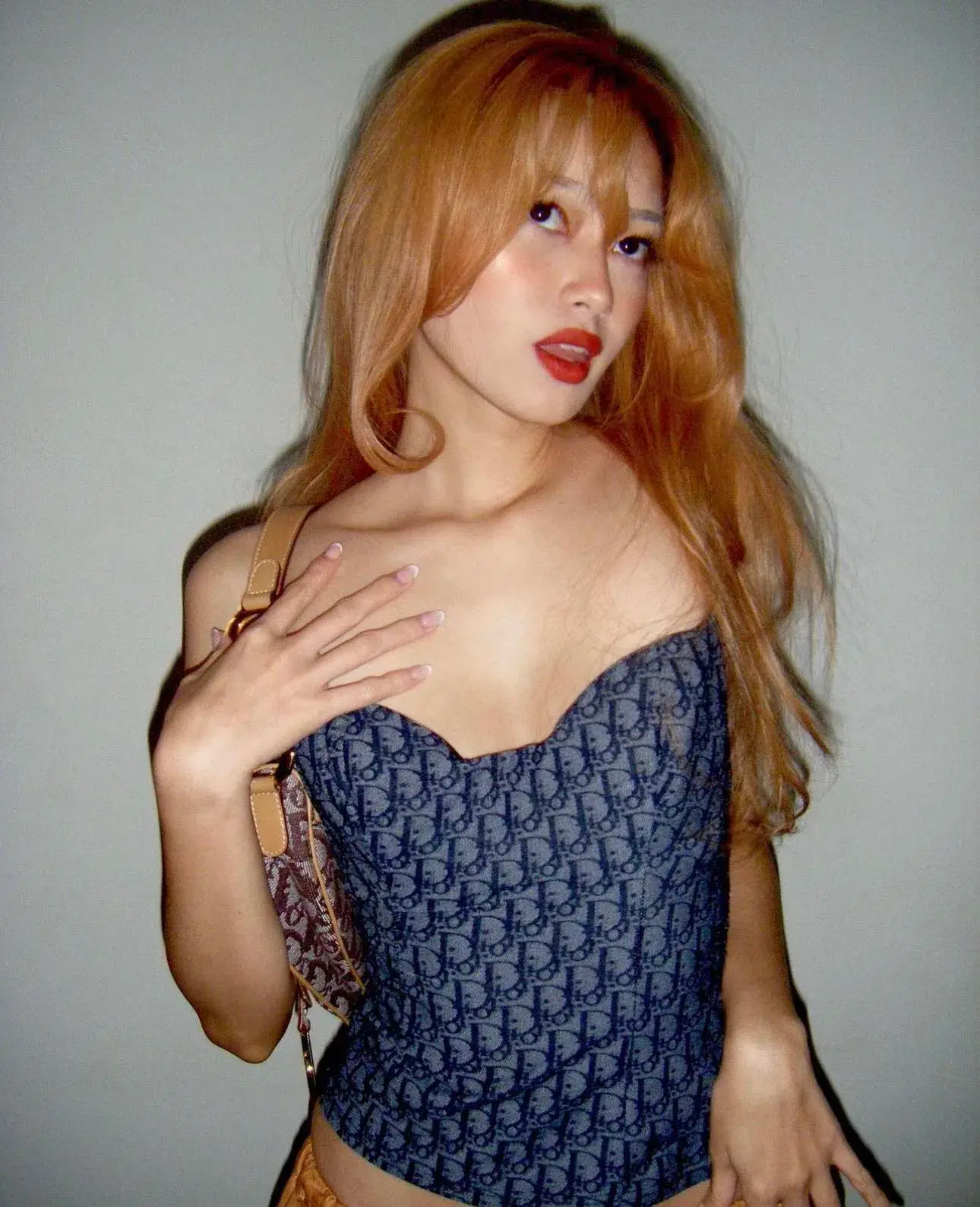 Vintage Dior Monogram Bustier Corset Navy Print Size 8 - Image 1