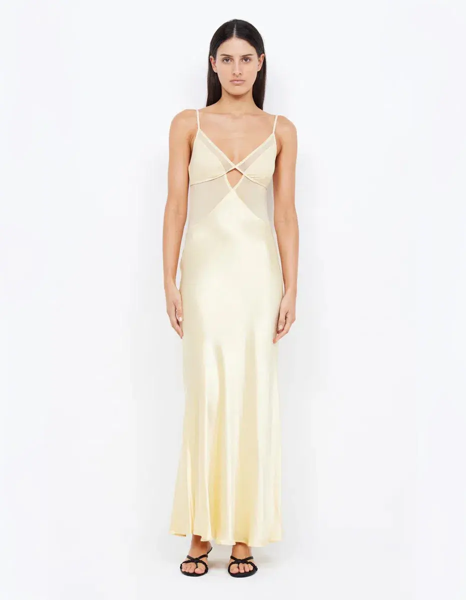 Bec & Bridge Margot V Maxi Dress Butter Yellow Size 10 - Image 1