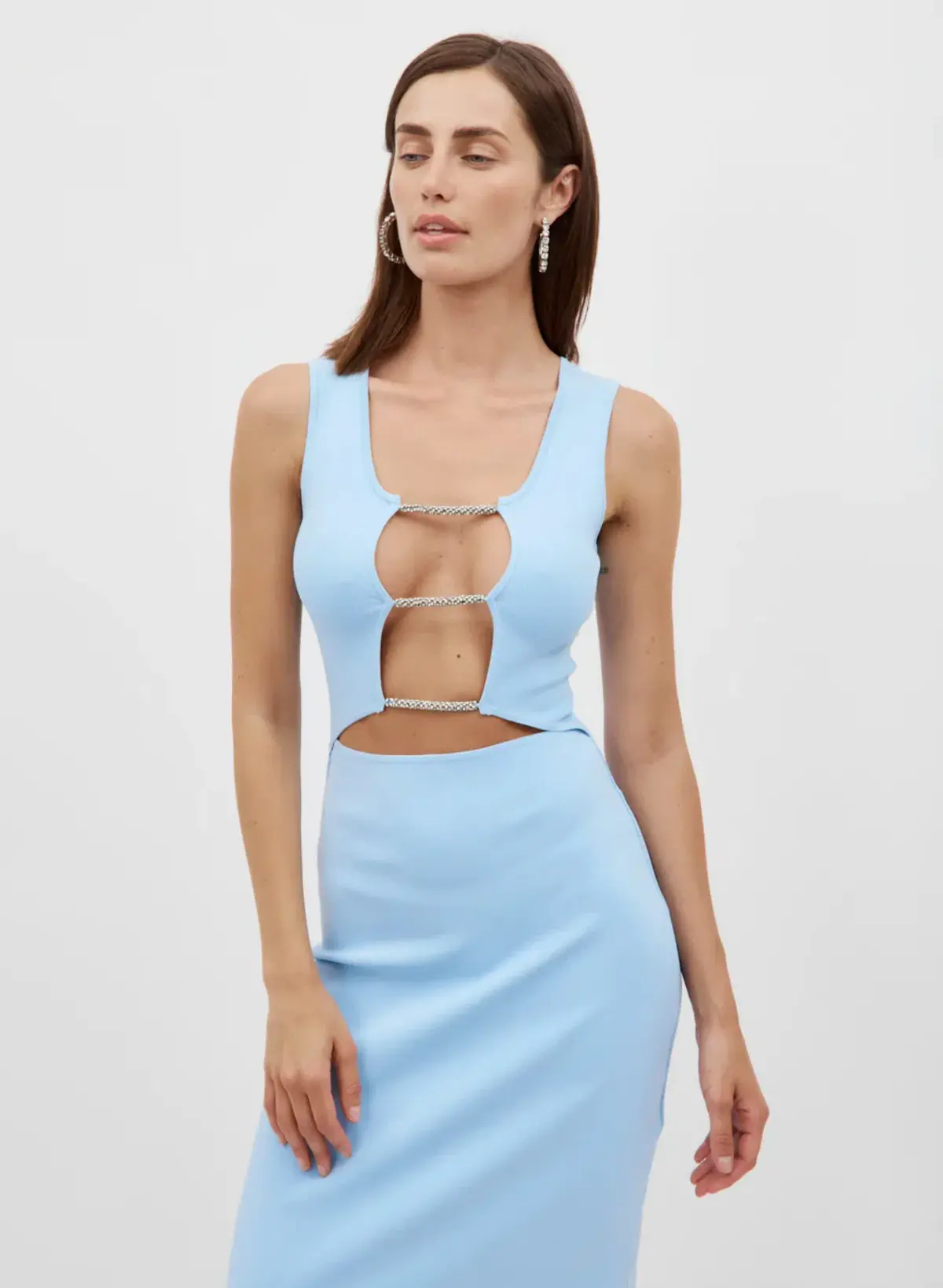 Christopher Esber Crystal Lattice Column Dress Ice Blue Size 6 - Image 1