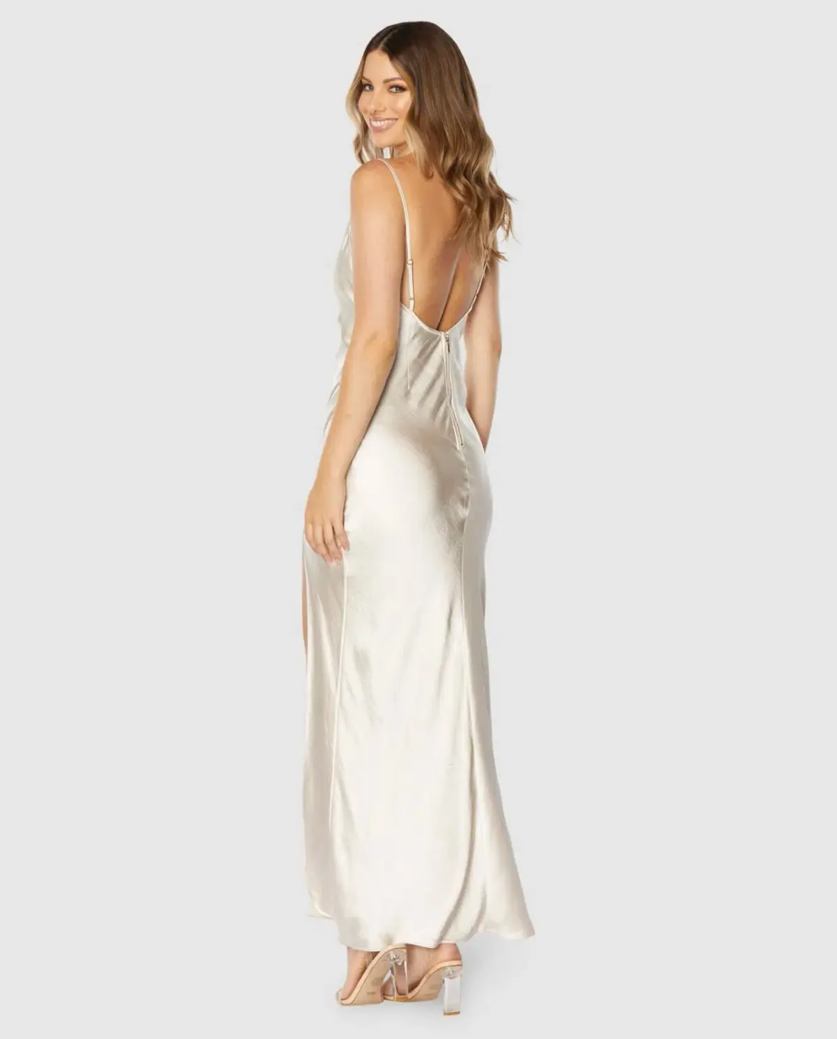Azzurielle Zola Slip Dress Oyster Champagne Size 10 - Image 4
