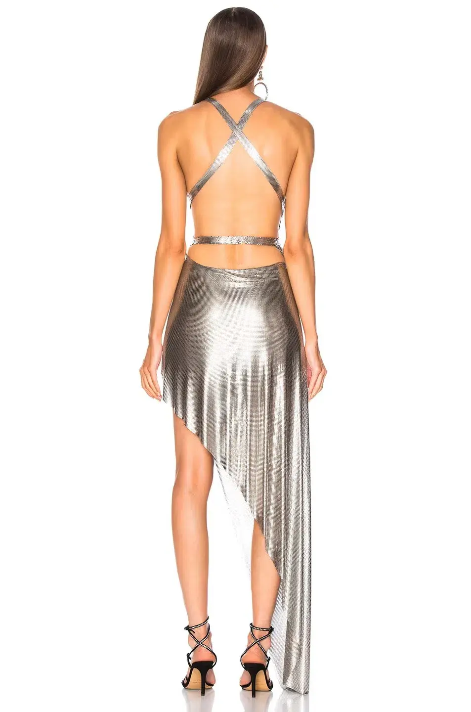 Fannie Schiavoni Izabel Mesh Dress Silver Size 8/10 - Image 4