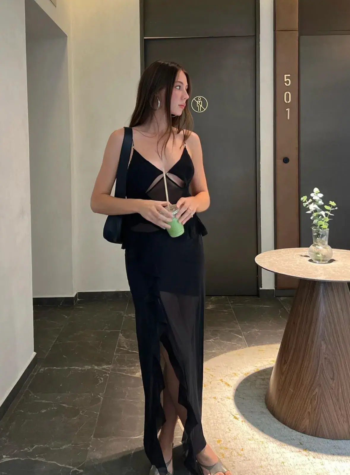 Bec & Bridge Aurelie Strap Frill Maxi Dress In Black Size 10 - Image 5
