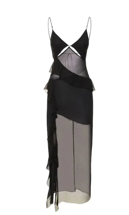 Bec & Bridge Aurelie Strap Frill Maxi Dress In Black Size 10 - Image 3