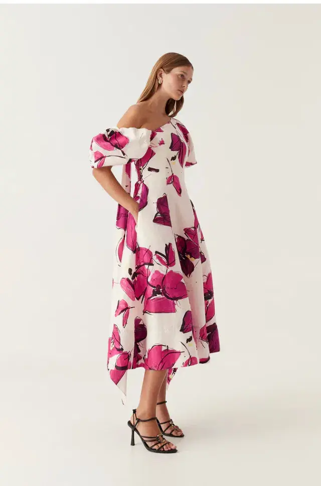 Aje Arista Tulip Sleeve Midi Dress Floral Size 16 - Image 2