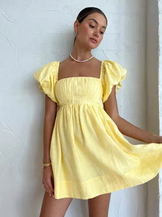 Sovere Relish Mini Dress in Lemon Butter Size 6 - Image 3