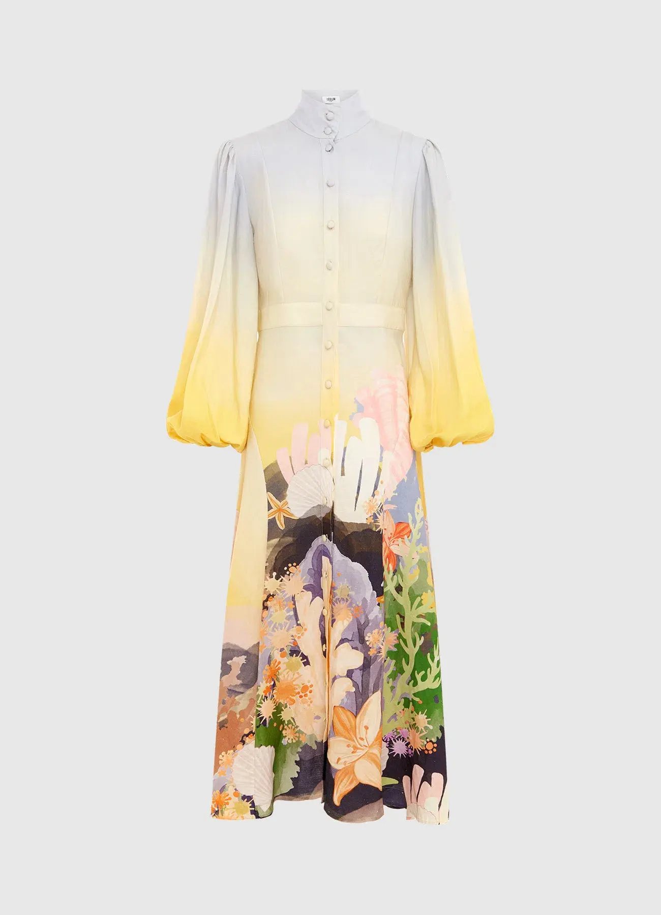 Leo Lin Nellie Midi Dress Neptune Print in Seashell Size 14 - Image 3
